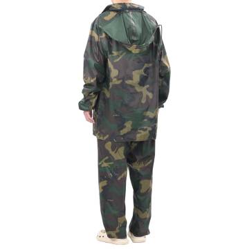 Mens Camo Print 2-Piece Rain Suit with Hood XL - Hipomarket