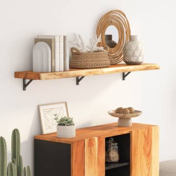 Rectangular Solid Wood Acacia Wall Shelf - 110x20x2.5 cm