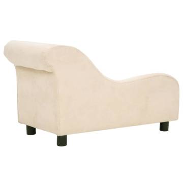 Stylish Dog Sofa with Pillow - Cream Plush 83x44x44 cm