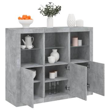 Modern Sideboards with LED Lights - 3 pcs Concrete Grey