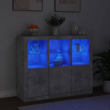 Modern Sideboards with LED Lights - 3 pcs Concrete Grey