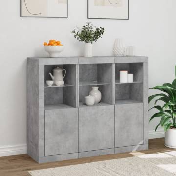 Modern Sideboards with LED Lights - 3 pcs Concrete Grey