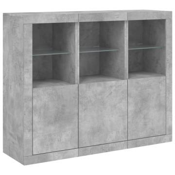 Modern Sideboards with LED Lights - 3 pcs Concrete Grey