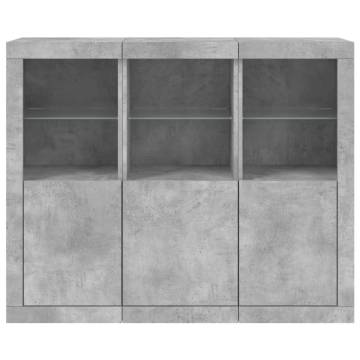 Modern Sideboards with LED Lights - 3 pcs Concrete Grey