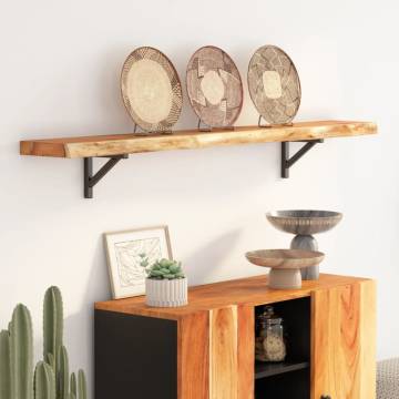 Live Edge Acacia Wall Shelf 160x20x2.5 cm | Hipomarket