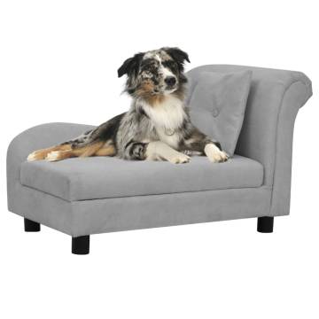 Plush Dog Sofa with Pillow - Grey 83x44x44 cm | Hipomarket