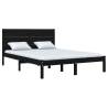 Bed Frame Black Solid Wood Pine 140x200 cm - Hipomarket