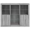 Modern Sideboards with LED Lights - 3 pcs Grey Sonoma