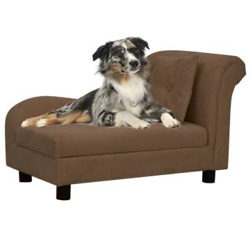 Comfortable Dog Sofa with Pillow - Brown Plush 83x44x44 cm