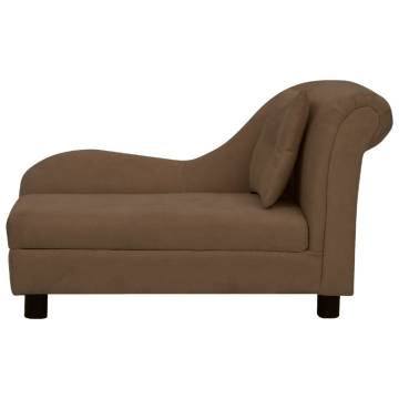 Comfortable Dog Sofa with Pillow - Brown Plush 83x44x44 cm