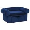 Dog Sofa with Drawer - Blue Plush | 75x50x38 cm