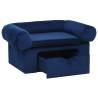 Dog Sofa with Drawer - Blue Plush | 75x50x38 cm