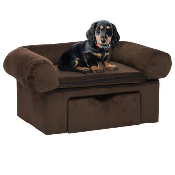 Cozy Dog Sofa with Drawer - Brown 75x50x38 cm Plush