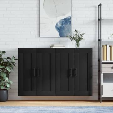 Stylish Black Wall Mounted Cabinets - 2 pcs | Hipomarket UK