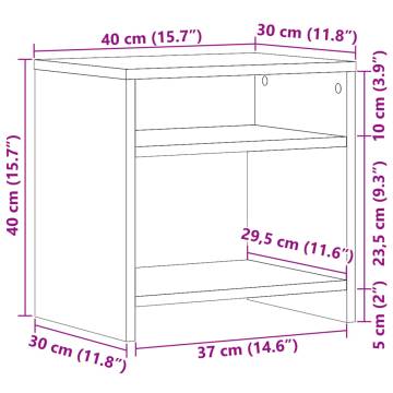 Old Wood Bedside Cabinet - 40x30x40 cm | Hipomarket UK