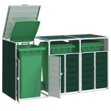 Triple Wheelie Bin Storage - Green Steel | HipoMarket UK