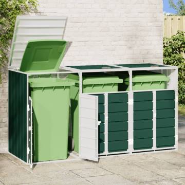 Triple Wheelie Bin Storage - Green Steel | HipoMarket UK