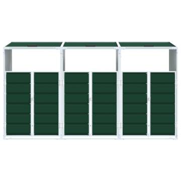 Triple Wheelie Bin Storage - Green Steel | HipoMarket UK