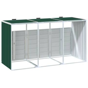 Triple Wheelie Bin Storage - Green Steel | HipoMarket UK