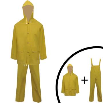 Waterproof Heavy-duty 2-piece Rain Suit with Hood - Yellow L