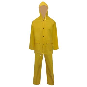 Waterproof Heavy-duty 2-piece Rain Suit with Hood - Yellow L