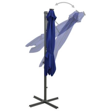 Azure Blue Cantilever Umbrella with LED Lights - 300 cm