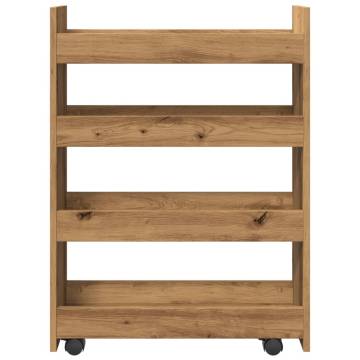 Narrow Storage Trolley - 4 Tier Artisian Oak | Hipo Market