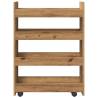 Narrow Storage Trolley - 4 Tier Artisian Oak | Hipo Market