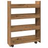 Narrow Storage Trolley - 4 Tier Artisian Oak | Hipo Market