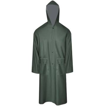 Waterproof Heavy-duty Long Raincoat with Hood - Green XXL