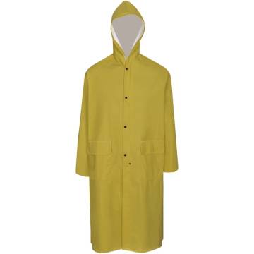 Waterproof Heavy-duty Long Raincoat with Hood - Yellow M