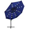 Azure Blue Cantilever Umbrella with LED Lights - 300 cm