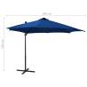 Azure Blue Cantilever Umbrella with LED Lights - 300 cm