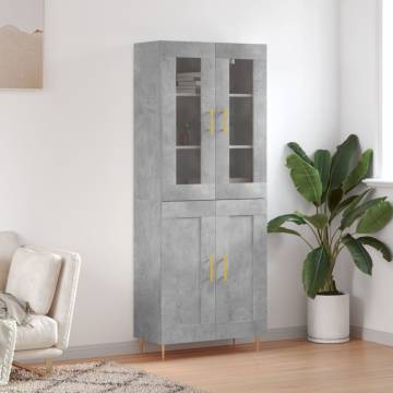 Stylish Highboard in Concrete Grey | 69.5x34x180 cm