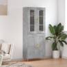 Highboard Concrete Grey 69.5x34x180 cm Engineered Wood Colour concrete grey Quantity in Package 1 Model 2 wood doors 