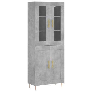 Stylish Highboard in Concrete Grey | 69.5x34x180 cm