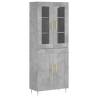 Stylish Highboard in Concrete Grey | 69.5x34x180 cm