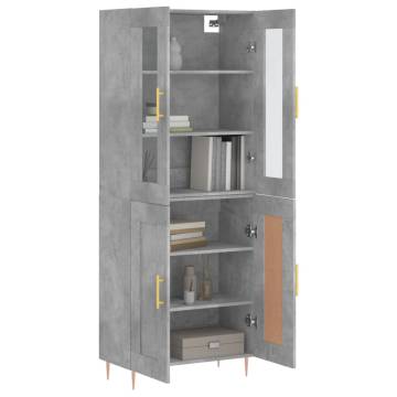 Stylish Highboard in Concrete Grey | 69.5x34x180 cm