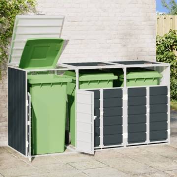 Triple Wheelie Bin Storage - Anthracite Steel