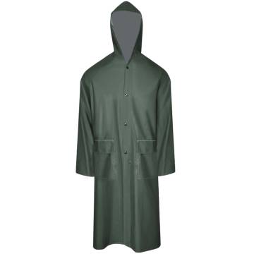 Waterproof Heavy-duty Long Raincoat with Hood - Green L