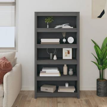 Book Cabinet Grey 80x35x154 cm - Solid Pine Wood Storage