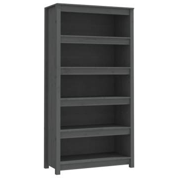 Book Cabinet Grey 80x35x154 cm - Solid Pine Wood Storage