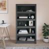 Book Cabinet Grey 80x35x154 cm - Solid Pine Wood Storage