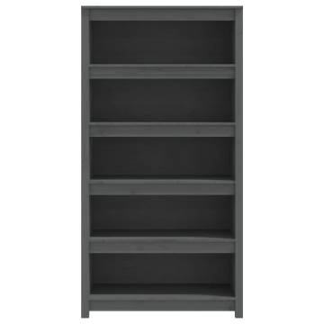 Book Cabinet Grey 80x35x154 cm - Solid Pine Wood Storage