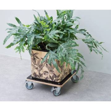 Nature Plant Trolley 38x38 cm | Black Wood Caddy