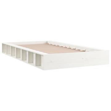 White 75x190 cm Small Single Bed Frame - Solid Wood Design