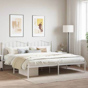 Elegant White Metal Bed Frame with Headboard - 193x203 cm