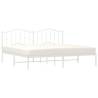 Elegant White Metal Bed Frame with Headboard - 193x203 cm