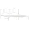 Elegant White Metal Bed Frame with Headboard - 193x203 cm