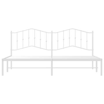 Elegant White Metal Bed Frame with Headboard - 193x203 cm